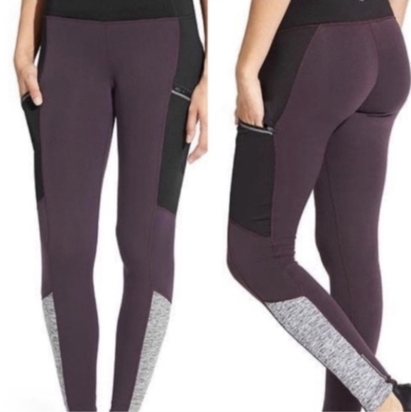 ATHLETA Polartec Powerlift 2.0 Fleece-lined Tight Medium Plum Eggplant - Picture 1 of 11